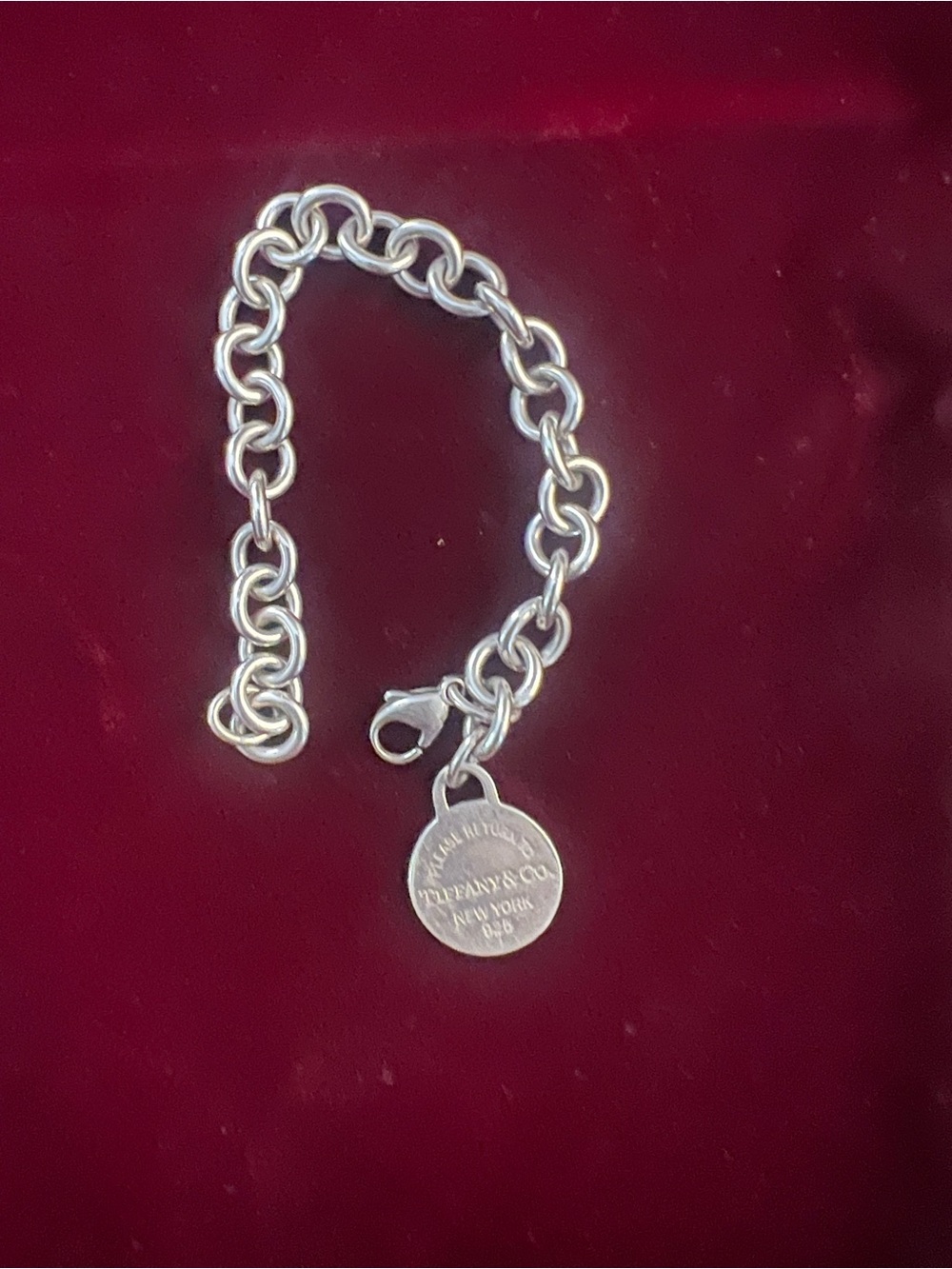 Tiffany & Co. Silver Round Tag Charm Bracelet - Silver
